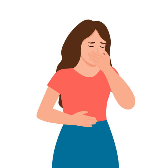 illustrazione di donna con nausea da stress